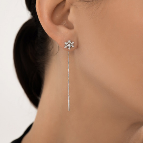 Серьги из серебра с фианитами