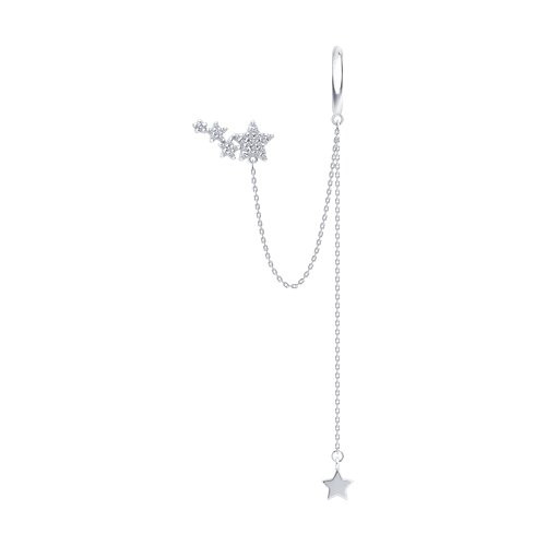 Серьга из серебра с фианитами