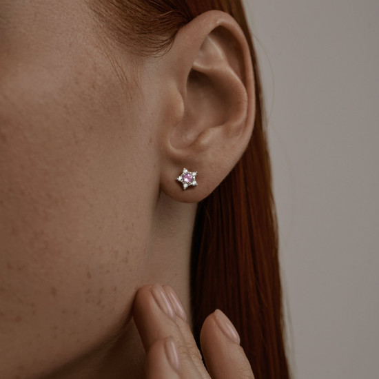 Серьги из серебра с аметистами и фианитами