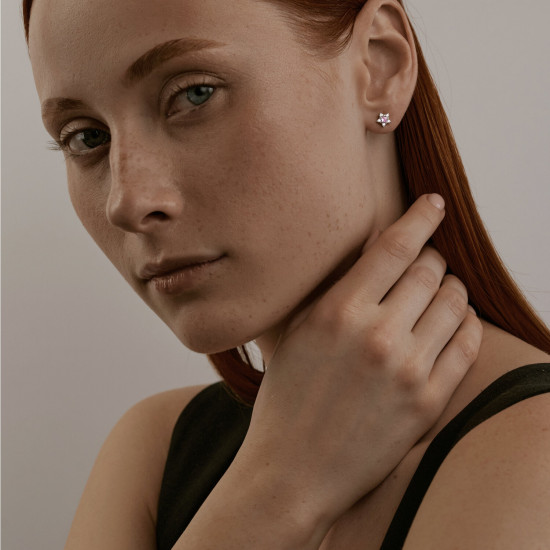 Серьги из серебра с аметистами и фианитами