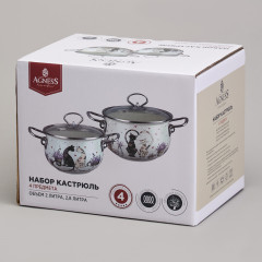 Набор кастрюль с крышками «Lavander cats» - Фото 6