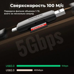 Устройство чтения карт памяти USB 3.0/USB-C CM304 - Фото 2
