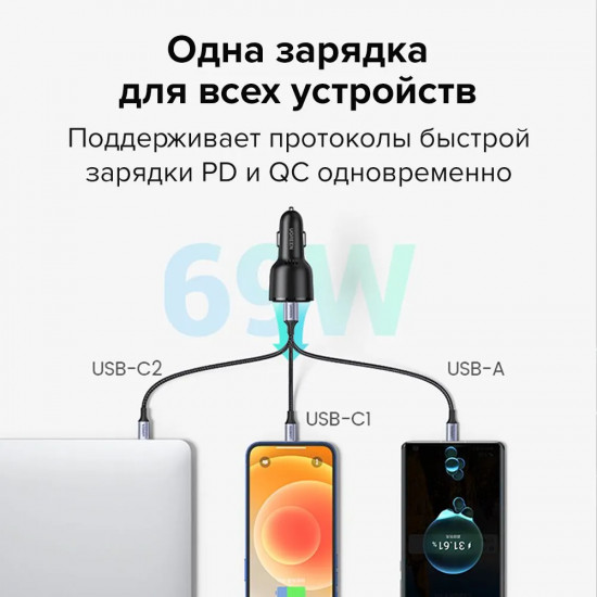 Автомобильное зарядное устройство Ugreen CD239