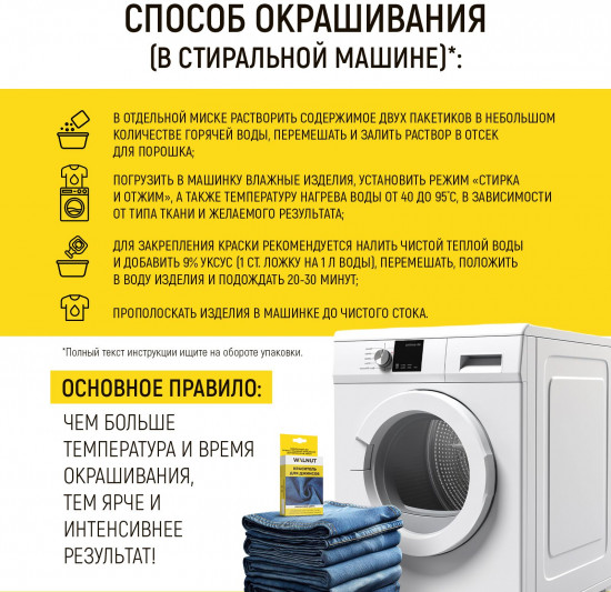 Краска для джинсов, хлопка, льна, вискозы, Черный