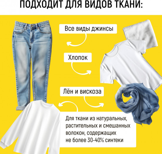 Краска для джинсов, хлопка, льна, вискозы, Синий