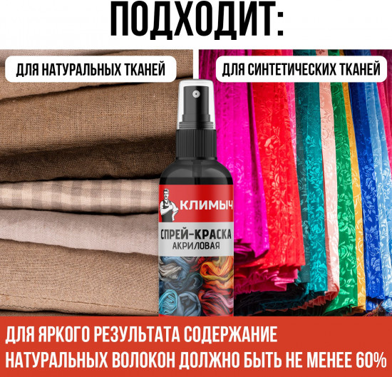 Краска-спрей акриловая по ткани для колясок, одежды и обуви, Черный