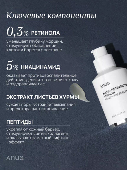 Cыворотка для лица с ретинолом и ниацинамидом «Nano Retinol»