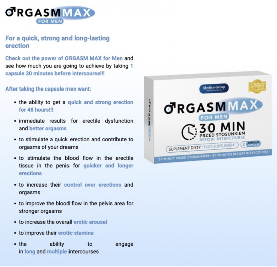 Капсулы для потенции «Orgasm Max for Men Capsules»
