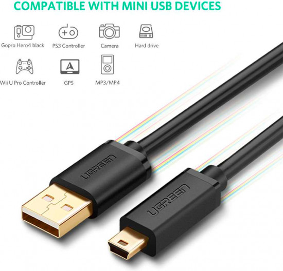 Кабель USB 2.0 - mini USB, 480Mbps, 1.5m. US132 (10385) UGREEN