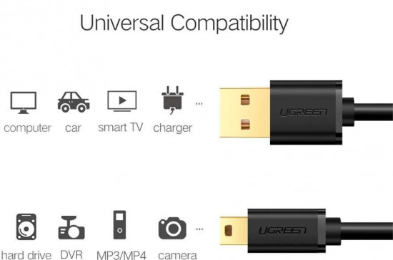Кабель USB 2.0 - mini USB, 480Mbps, 1.5m. US132 (10385) UGREEN