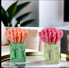 Силиконовая форма для свечей «Букет с тюльпанами в корзине» - Фото 1