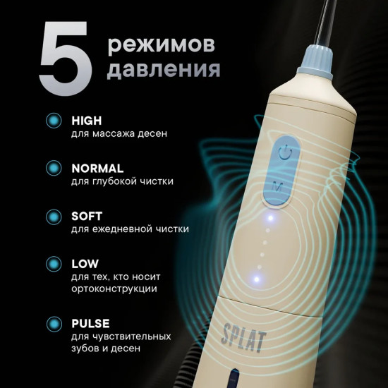 Ирригатор для полости рта со сменными насадками портативный электрический Splat Sense & Power Н300