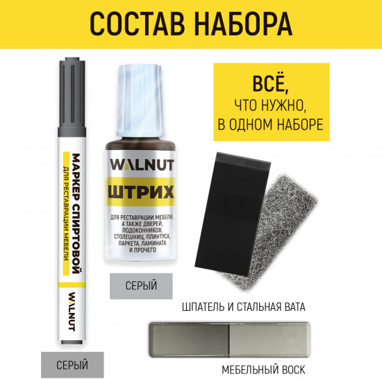 Набор для реставрации мебели, пола и дверей, цвет серый