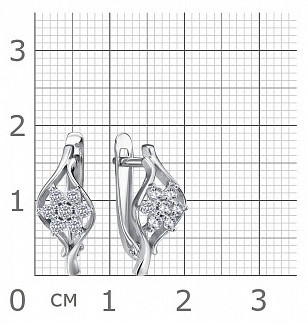 Серьги из серебра с фианитами