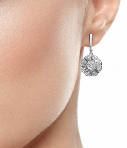 Серьги из серебра с фианитами