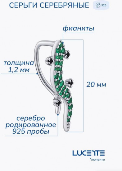 Серьги из серебра с фианитами
