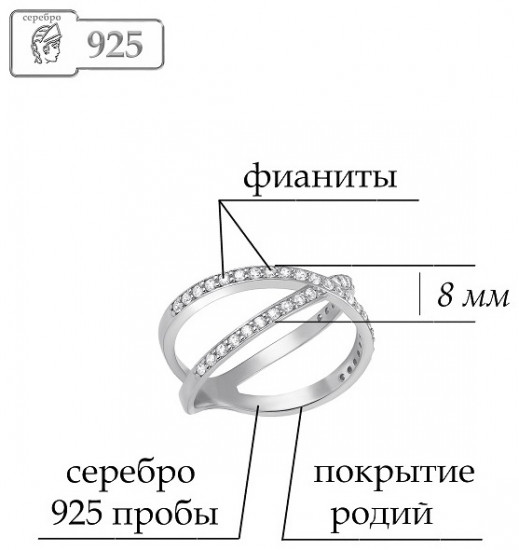 Кольцо из серебра с фианитами