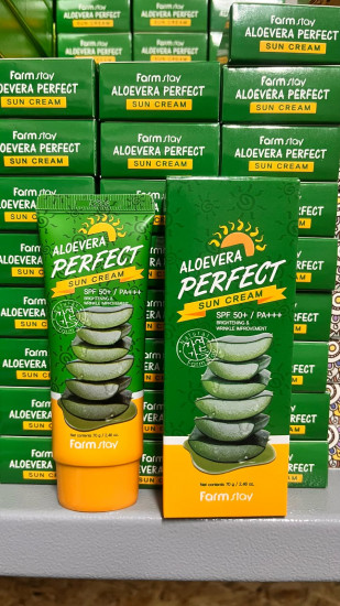 Крем для лица и тела солнцезащитный с алоэ «Aloevera Perfect Sun Cream» SPF50+ PA+++