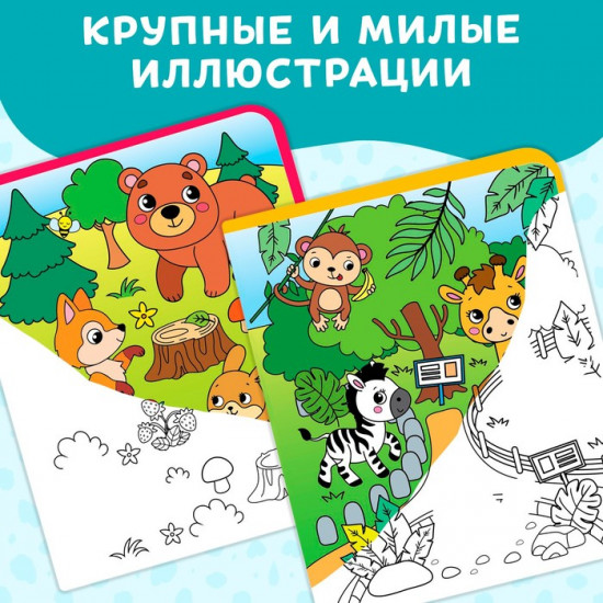 Книжка-раскраска многоразовая «Рисуем водой. Раскрась и отгадай»