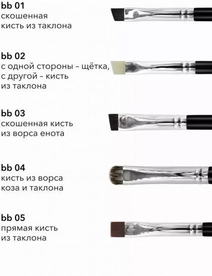 Набор кистей для макияжа и оформления бровей BB 01-05