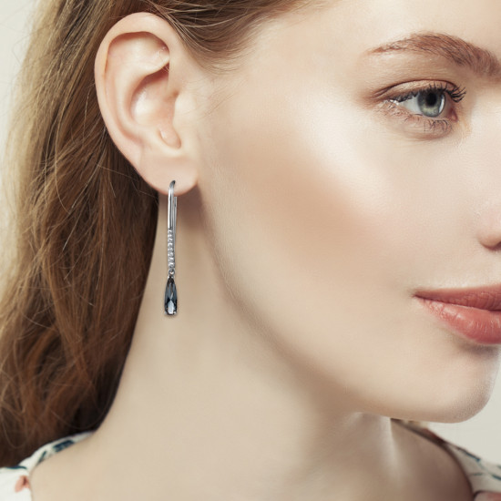 Серьги из серебра с нанотопазом и фианитами