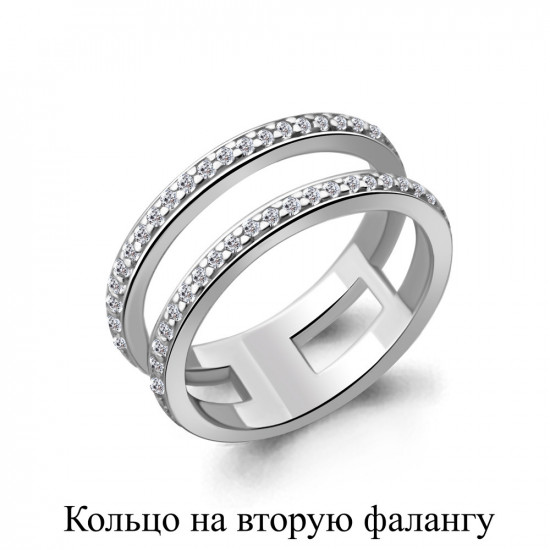 Кольцо на вторую фалангу из серебра с фианитами