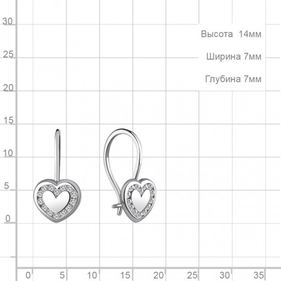 Серьги из серебра с фианитами