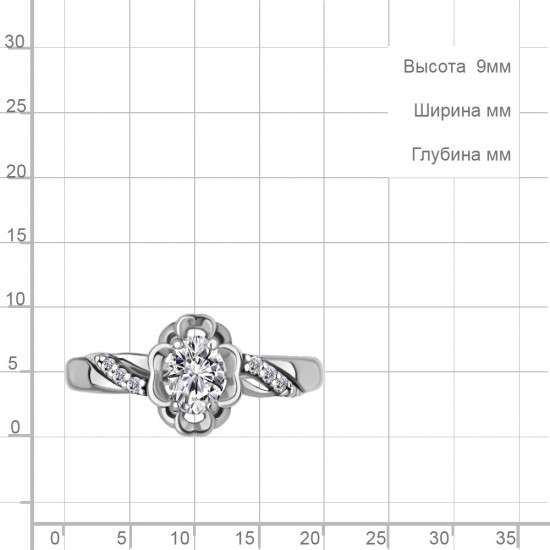 Кольцо из серебра с фианитами