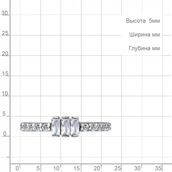 Кольцо из серебра с фианитами