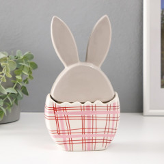 Шкатулка «Зайка в яйце в клеточку с цветком» - Фото 2