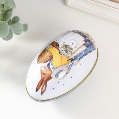 Шкатулка-яйцо «Зайка с ульем и ромашками» - Фото 1