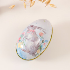 Шкатулка-яйцо «Пасхальный зайка с бантом в цветах» - Фото 1