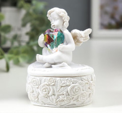 Шкатулка «Белоснежный ангел с переливающимся сердцем» - Фото 1