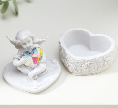 Шкатулка «Белоснежный ангел с переливающимся сердцем» - Фото 3