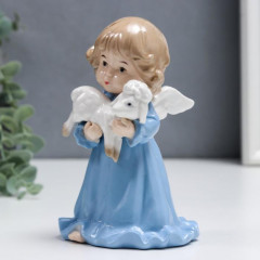 Сувенир «Ангелочек в голубом платье, с барашком» - Фото 1