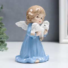 Сувенир «Ангелочек в голубом платье, с барашком» - Фото 2
