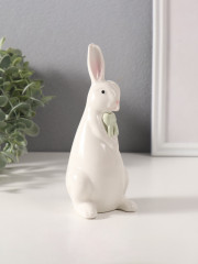 Сувенир «Белый кролик с зелёным бантиком» - Фото 1