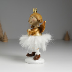Сувенир «Ангелочек фея в золотистом платье с меховой юбкой» - Фото 2