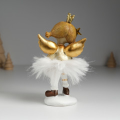 Сувенир «Ангелочек фея в золотистом платье с меховой юбкой» - Фото 3