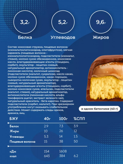 Набор батончиков в шоколаде с кокосом и карамелью ассорти вкусов без сахара «Coco Joy»
