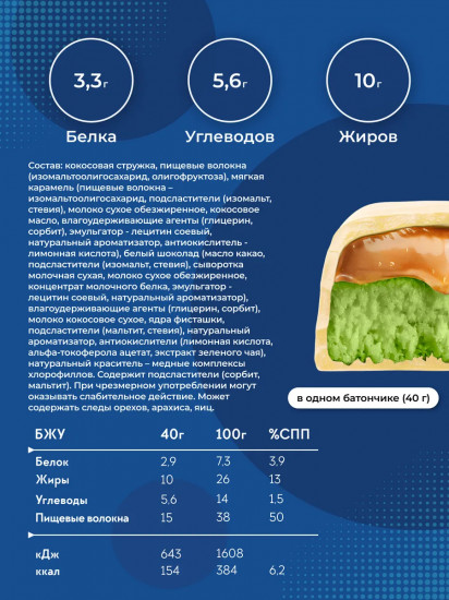 Набор батончиков в шоколаде с кокосом и карамелью со вкусом фисташки без сахара «Coco Joy»