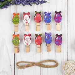 Набор прищепок декоративных с верёвкой для подвеса «Пасхальные яйца» - Фото 2