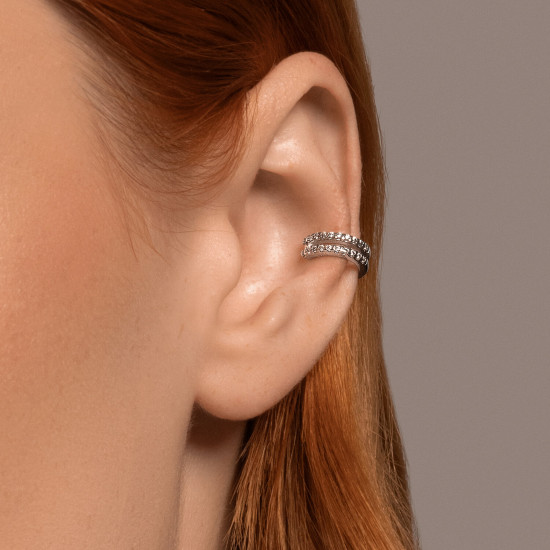 Серьга из серебра с фианитами