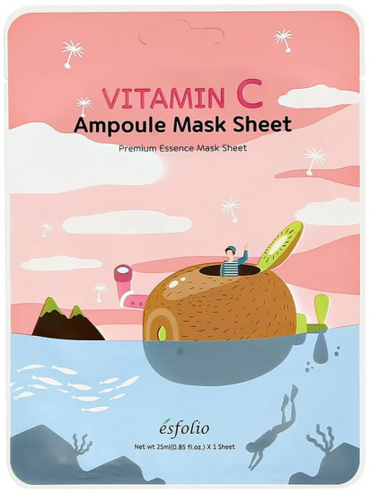 Маска для лица с экстрактом киви и витамином С антиоксидантная «Vitamin C Ampoule Mask Sheete»