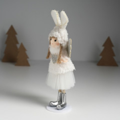 Кукла интерьерная текстильная «Ангелочек в шапке с ушками зайчика» - Фото 2