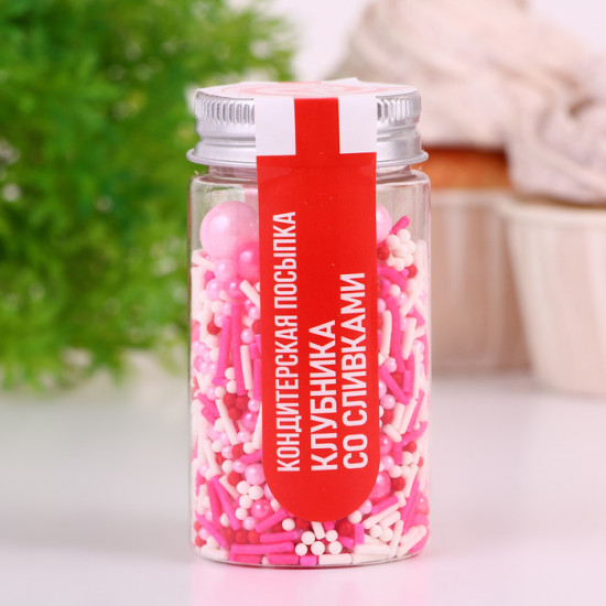 Посыпка кондитерская «Клубника со сливками», розовый