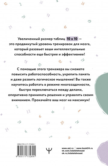 Большие таблицы Шульте 10х10. Интенсивный тренинг для мозга на 1 месяц. Отбивки. Память