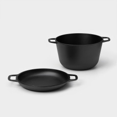 Кастрюля чугунная с крышкой-сковородой - Фото 5