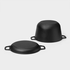 Кастрюля чугунная с крышкой-сковородой - Фото 6