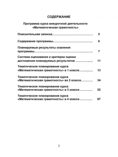 Математическая грамотность. 1-4 классы. Программа внеурочной деятельности